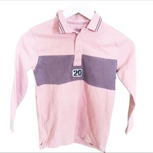 VERTBAUDET (UK) Rugby Collared Polo Top/Shirt With Long Sleeves Salmon Pink 8Y